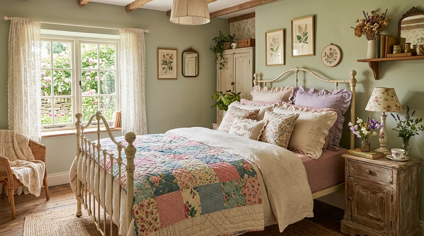 Layer the bedding until it feels irresistible inspiration for a cottagecore bedroom.